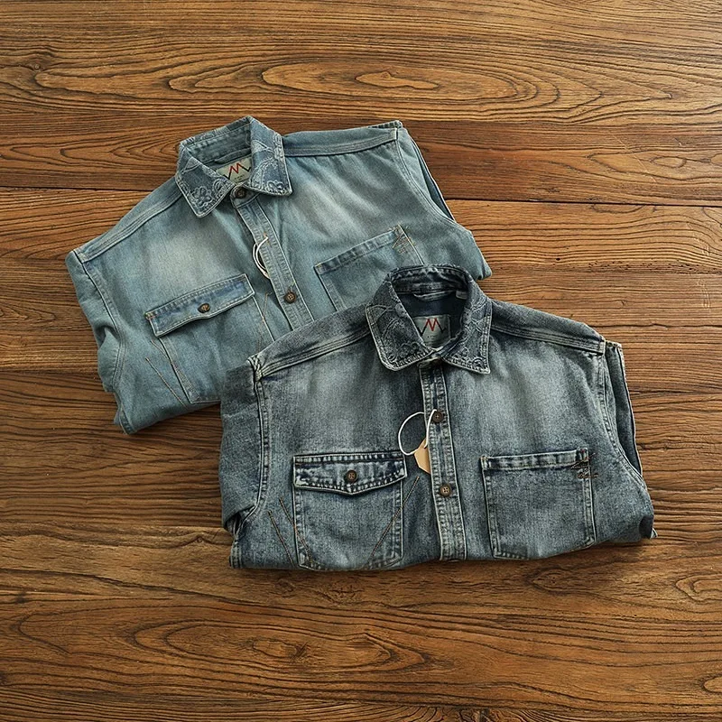 Jaqueta Camisa Jeans Lavada Estilo Americano Retrô Fina Unissex Outono Novo Estilo Manga Longa Blusa Casaco Masculino Feminin...