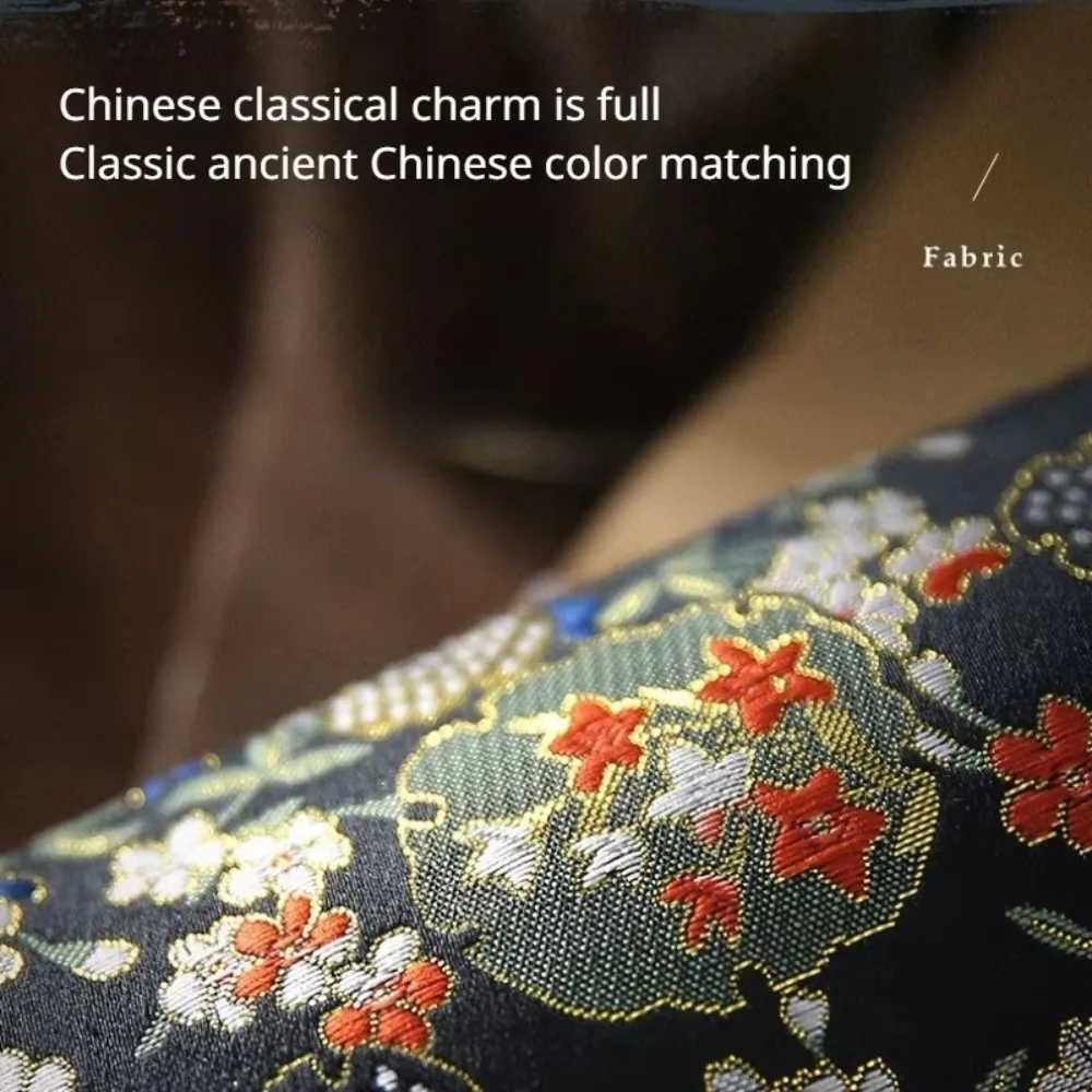 Chinese Retro Style Pencil Case Flannel Lining China Bird Flower Art Pen Bag Beautiful Damask Embroidery Women Makeup Bag