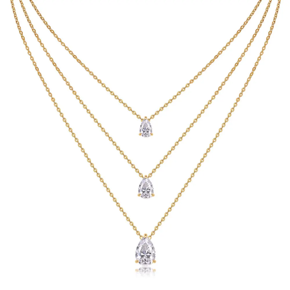 Naszyjnik z moissanitem w kształcie gruszki 1-5 ct, platerowany 18-karatowym złotem, srebro próby 925, certyfikat GRA, delikatne naszyjniki dla kobiet