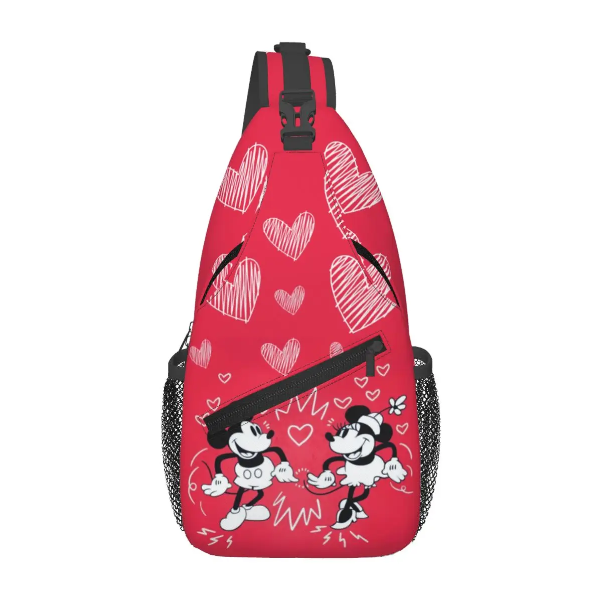 Custom Mickey Mouse Minnie Mouse Heart Shoulder Crossbody Chest Backpack Shoulder Chest Bags Sling Bag for Traveling Hiking Bags