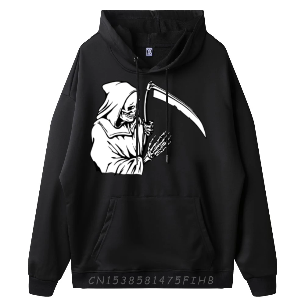 Grim Reaper Skeleton Pocket Corner Mens Sweatshirts Graphic Tee Soft Men's Sweatshirts Hoodie Big Size