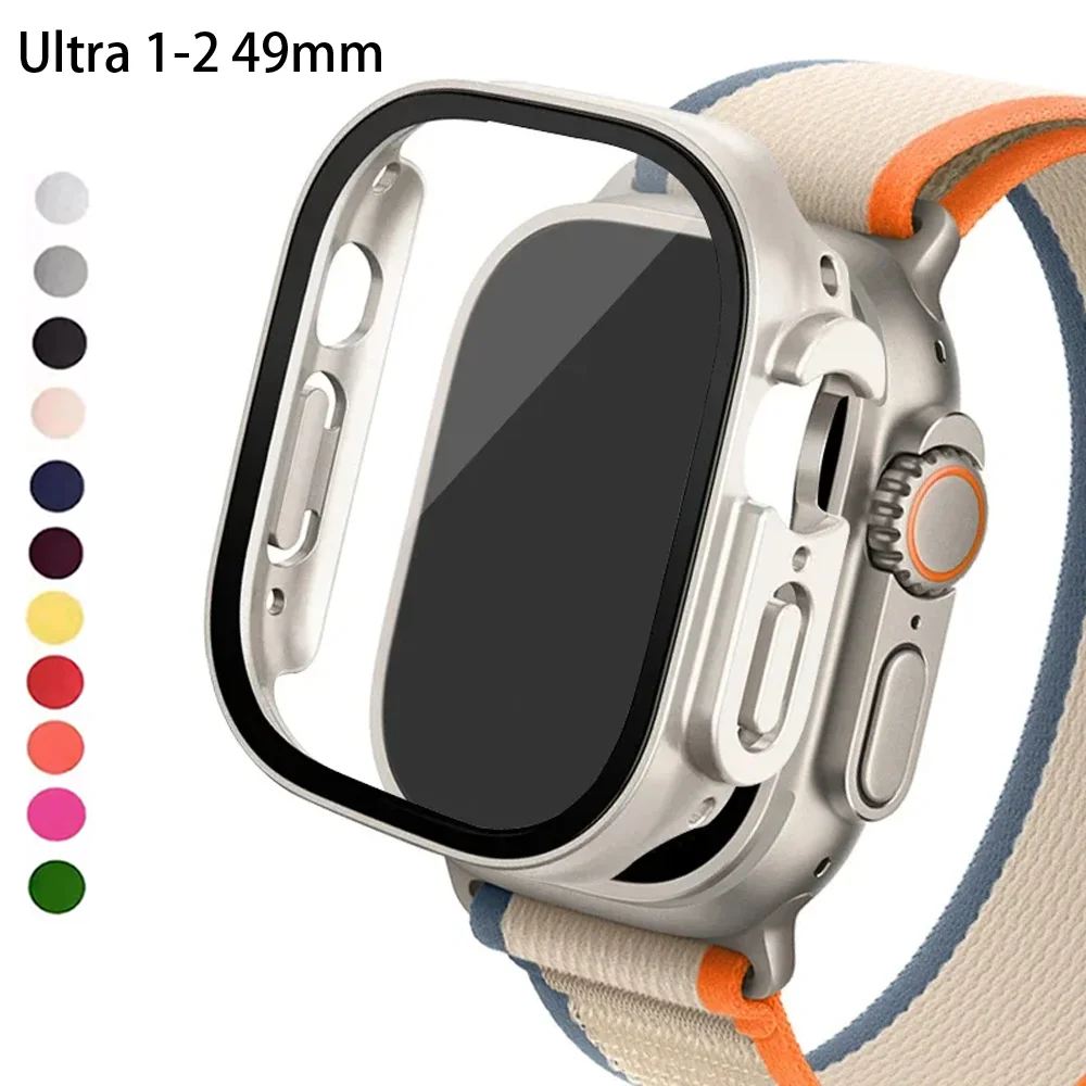 Glass+case For Apple Watch Ultra 2 49mm case smartwatch PC Bumper+Screen Protector Tempered Cover iwatch series band Accessories
