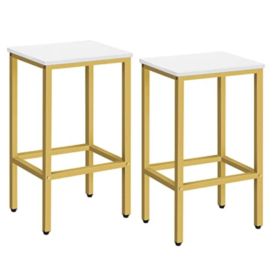 

Bar Stools, Set 2 Bar Chairs, Kitchen Breakfast Bar Stools with Footrest, Height, Rectangular dustrial Stools, for Dg Room, Eas