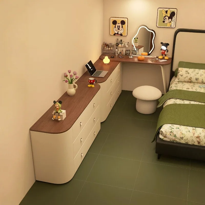 

Dresser, desk, chest, integrated solid wood, simple bedroom, storage cabinet combination, multi-functional end-of-bed cabinet