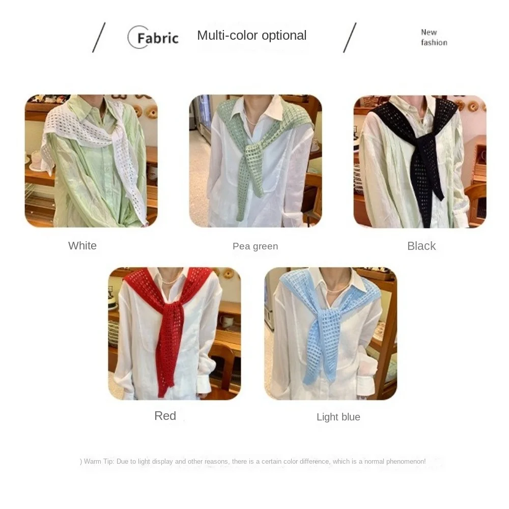 All-Match สีขาวถัก Shawl Cape Wraps ปลอมคอเสื้อผ้าตกแต่งผ้าพันคออุปกรณ์เสริมผ้าพันคอสะโพกทุกวัน