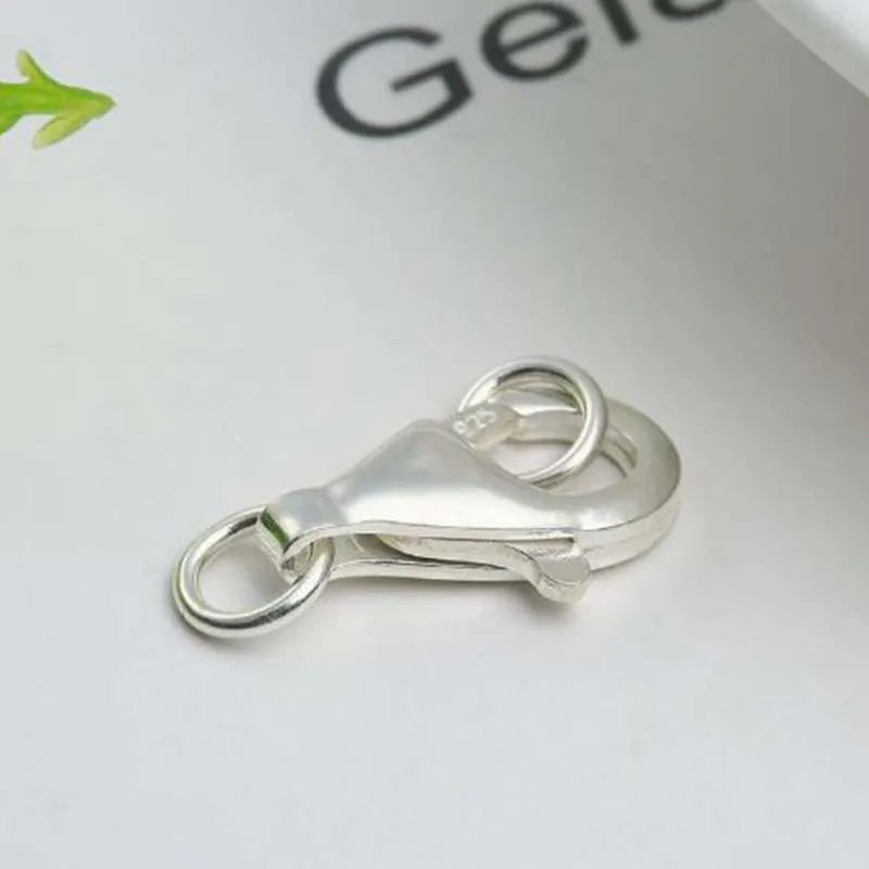 2pcs Genuine Real Solid 925 Sterling Silver Spring Lobster Clasps Hooks Claw With 2 Close Rings Jewelry Making Findings Buckle