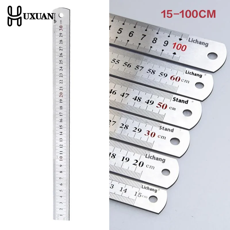 ステンレス鋼金属直線定規 15/30/50 センチメートル両面精密測定ツール文具製図ハンドツール