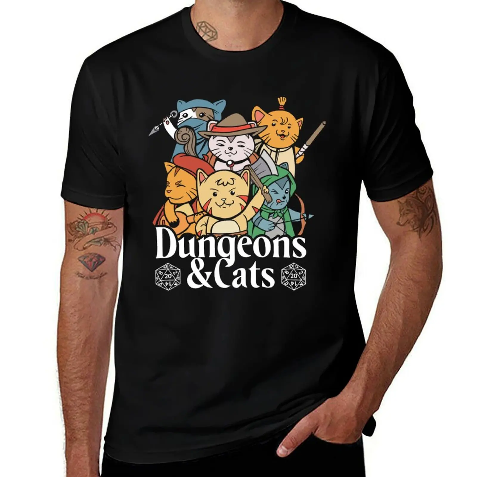 T-shirt DUNGEONS AND CATS, T-shirt en coton doux et confortable.