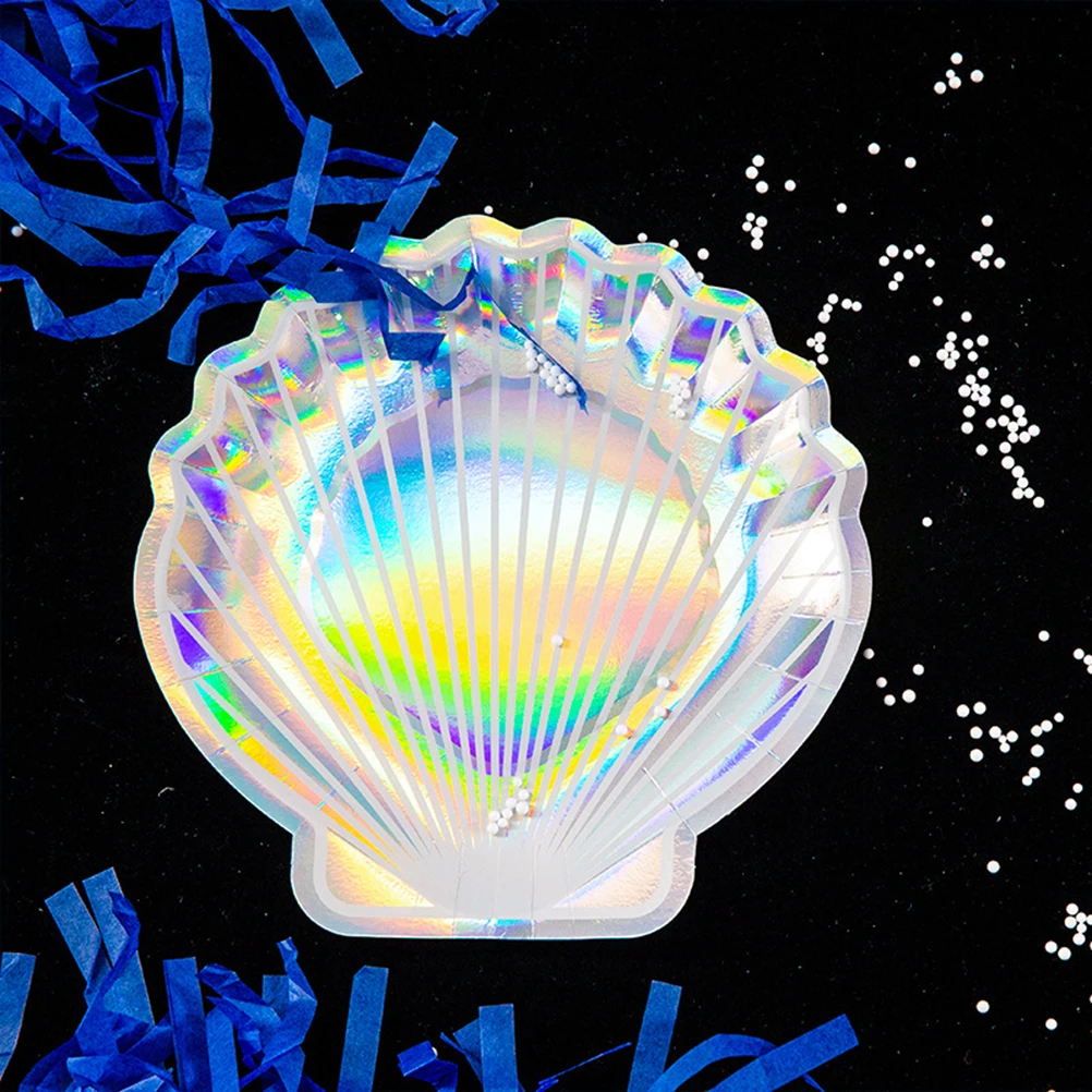 

16pcs Shell Shaped Disposable Plates Eco-Friendly Paper Tableware For Wedding Birthday Party Carnival Cake Bbq Banquet Food