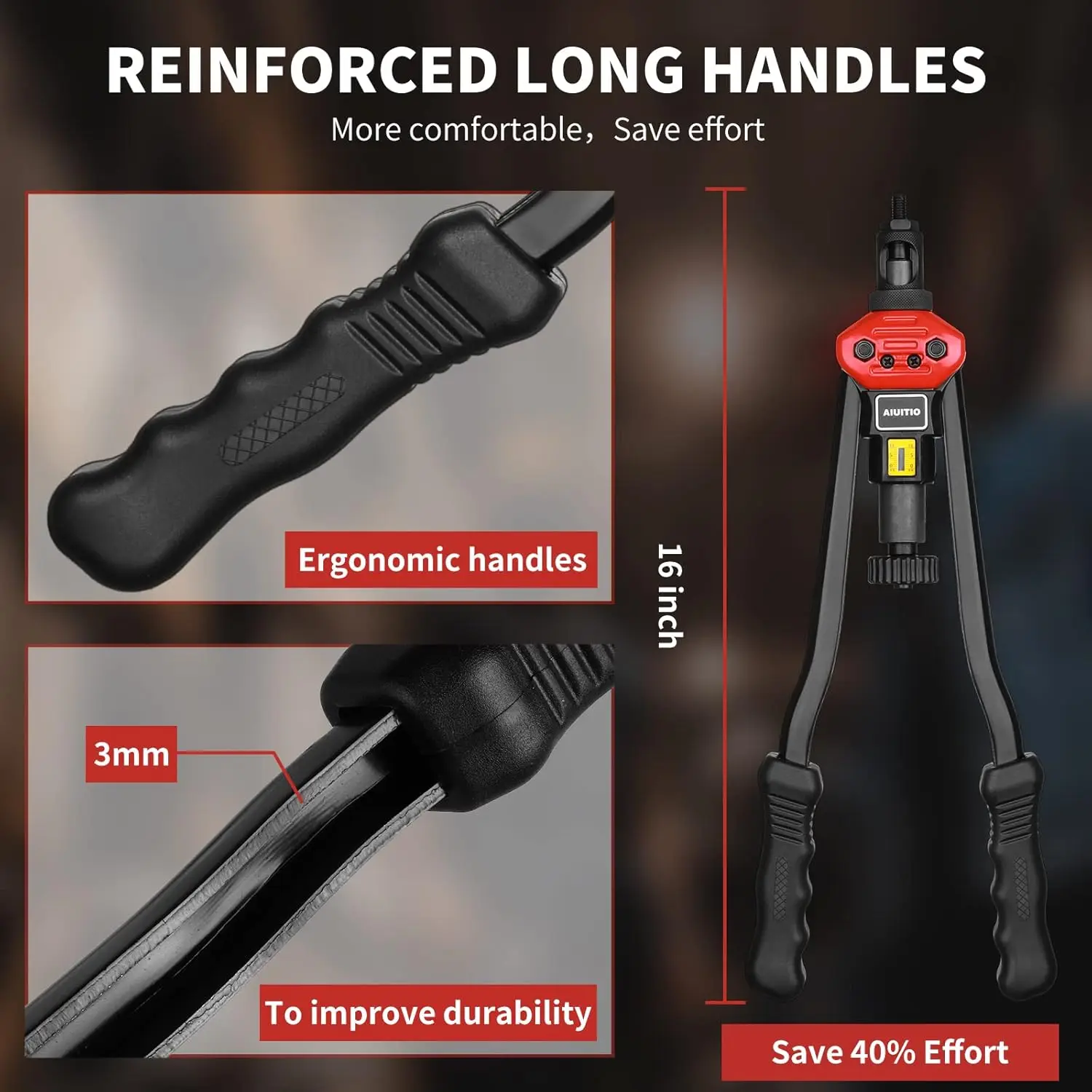 16" Rivet Nut Tool Kit with 13 Metric/SAE Mandrels, 200Pcs Rivnuts, and Rugged Case for Metal and Plastic Work