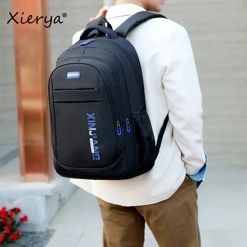 Xierya-mochila informal para hombre y mujer, morral de viaje, ocio, negocios, tendencia de moda, color negro