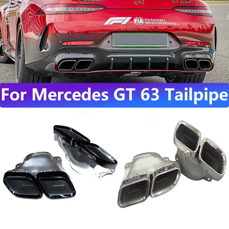 Для Mercedes Benz GT63 обновление выхлопной трубы из нержавеющей стали, черный квадратный рот AMG 63, наконечник глушителя, насадка, выхлопная головка Для Mercedes Benz GT63 обновление выхлопной трубы из нержавеющей стали, черный квадратный рот AMG 63, наконечник глушителя, насадка, выхлопная головка