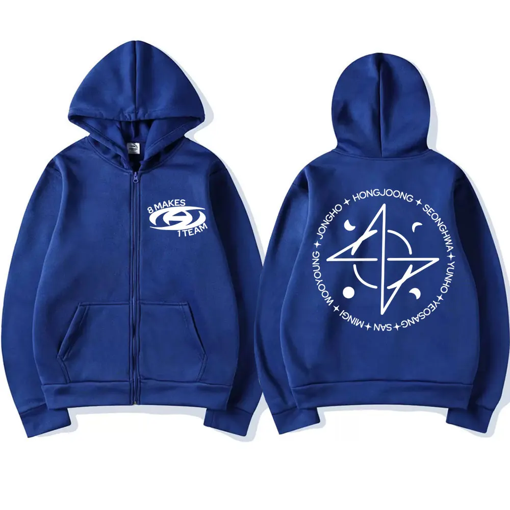 Kpop Ateez 8 Makes 1 Team Zipper Korean Style Y2k Harajuku Men
