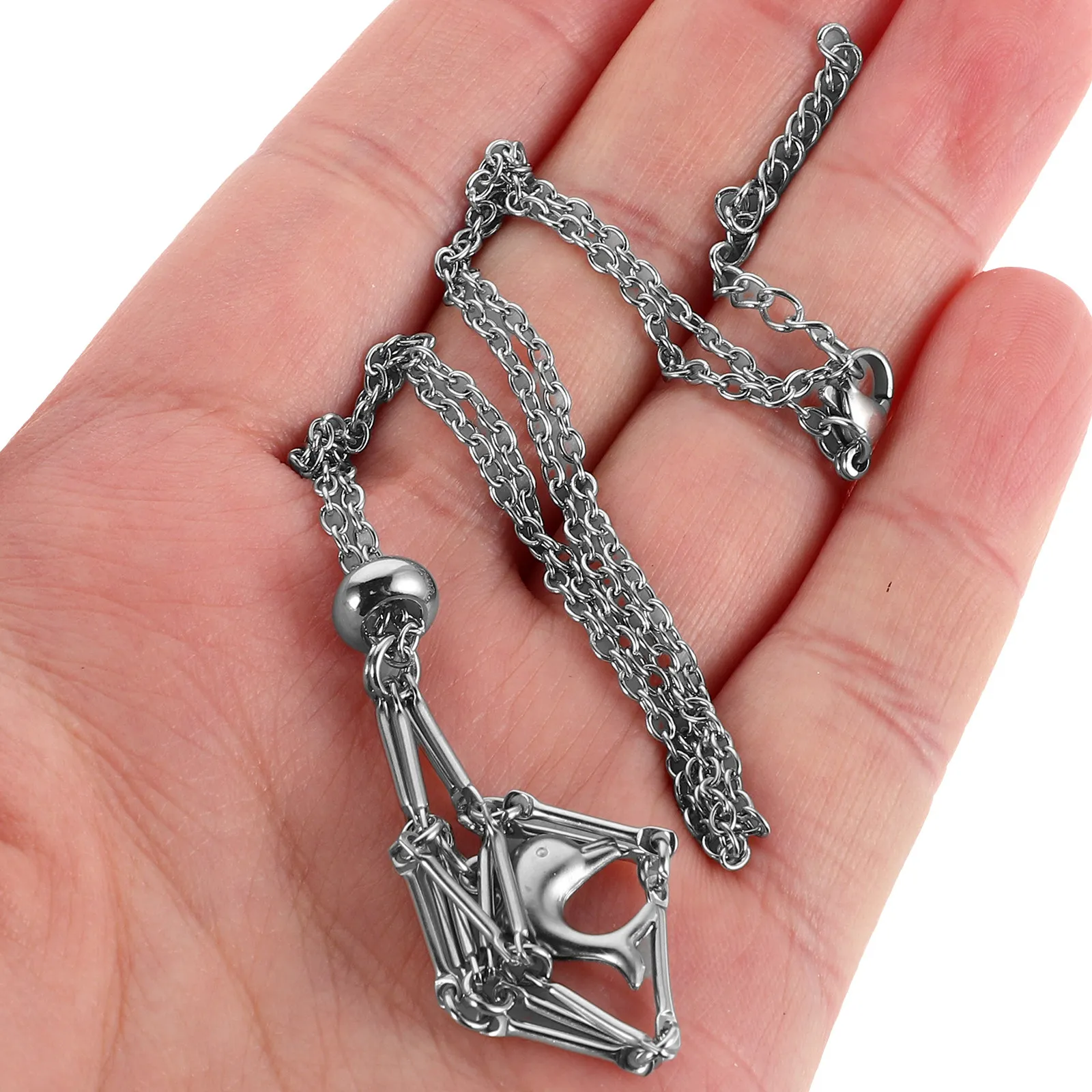 Metal Crystal Cage Necklace Adjustable Chain Woven Mesh Pendant Holder for Natural Stones Crystal Jewelry Women Empty Cage