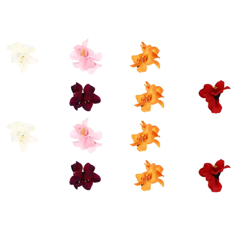 

12 Pcs Simulated Orchid Hairpins Wedding Party Elegant Flower Clips Hair Accessories Lightweight Daily Life