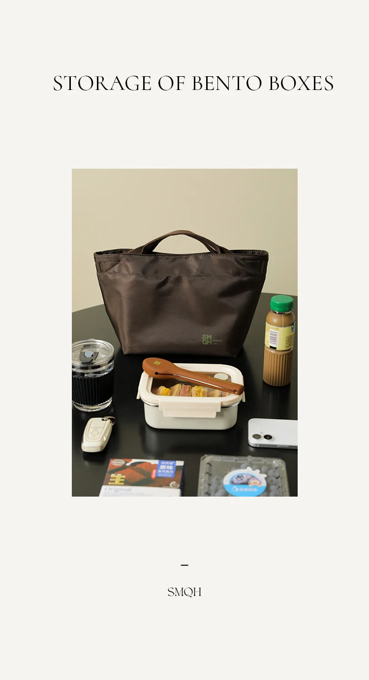 Japanische Sle Handheld Lunch Box Tasche Wasserdichte Aluminium Folie Nylon Leichte Bento Kühler Einkaufstasche Tragbare Mahlzeit Container Tasche – Detail 12
