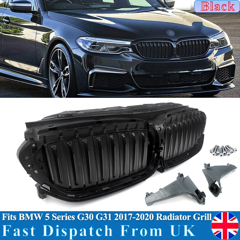 استبدال لسيارات BMW 5 Series G30 شبكة الشواية السوداء G31 520i 530d 540i 2017 2018 2019 2020 المصد الأمامي مركز المبرد شواية شواية