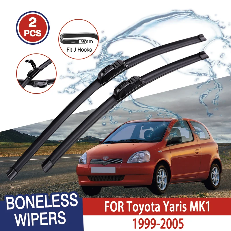 For Toyota Yaris MK1 1999-2005 Car Windshield Wiper U-type Soft Rubber Frameless Bracketless Car Wipers 21\