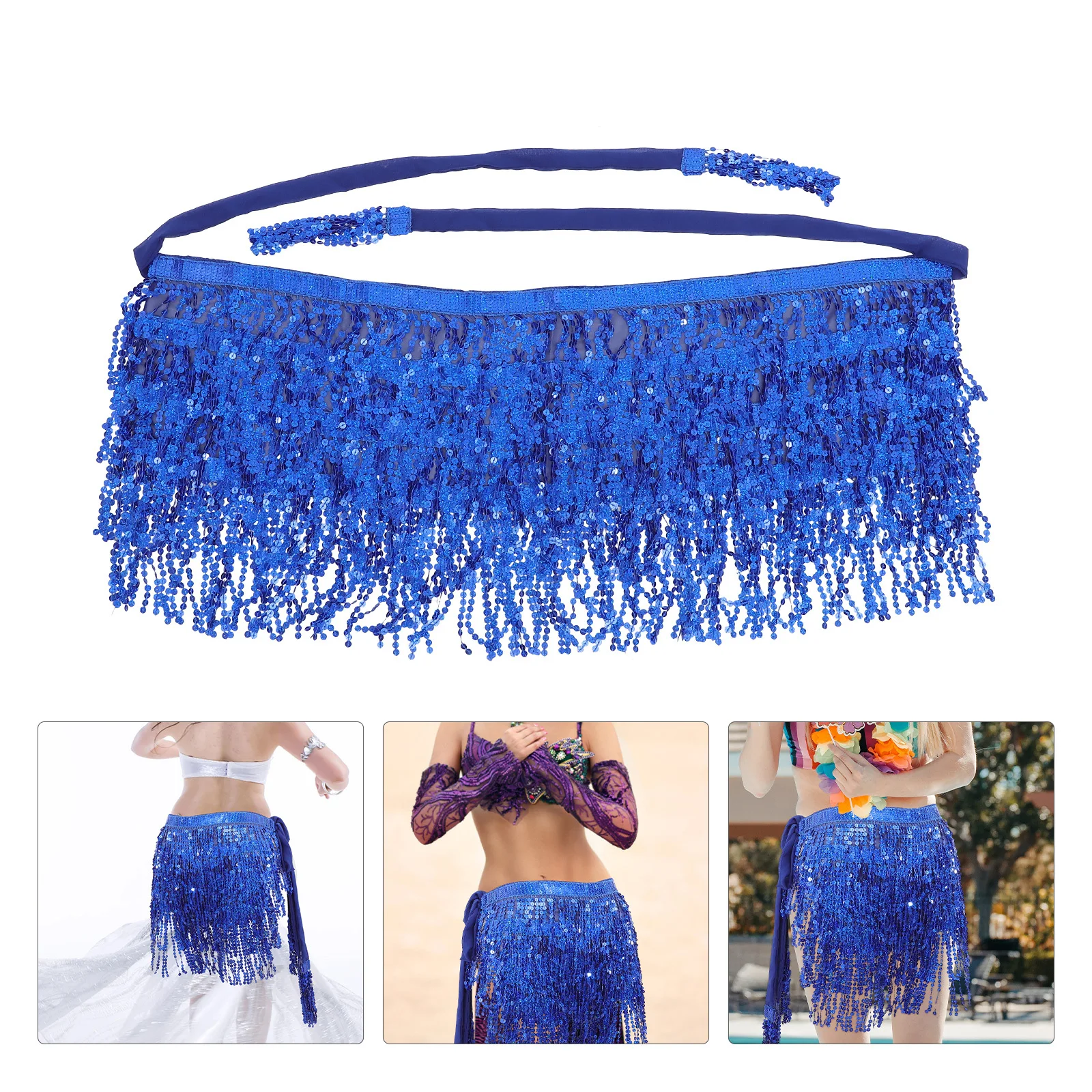 

Belly Dance Hip Scarf Sequins Tassel Waist Wrap Skirt for Women Dance Practice Stage Costume Belly Dancing Skirt