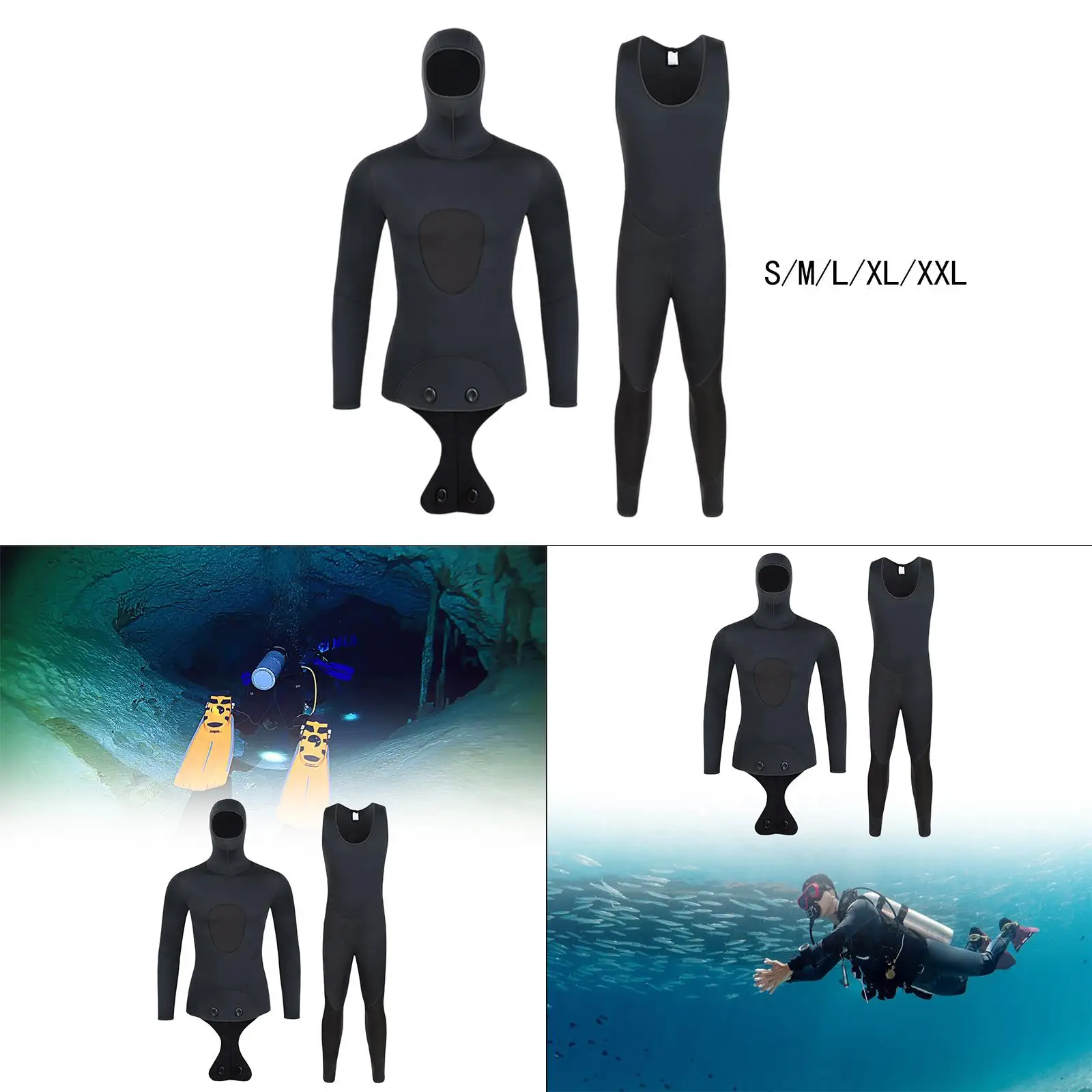 

Wetsuit Top Men Hooded Winter Surfing Diving Suit for Canoeing Underwater