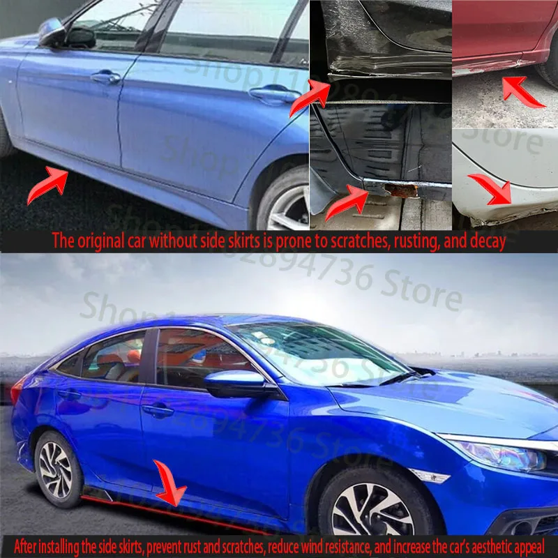 FOR CHEVROLET Camaro 2M Car Side Skirt Extension Plate Lip Separator Bumper 2.18M Racing Side Spoiler