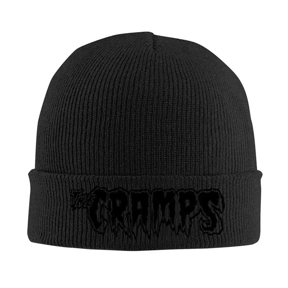 2026 Gothic band logo text black background Men Women Unisex Knitted Hat Beanie Pullover Cap Winter Thermal Warm Christmas Outdo