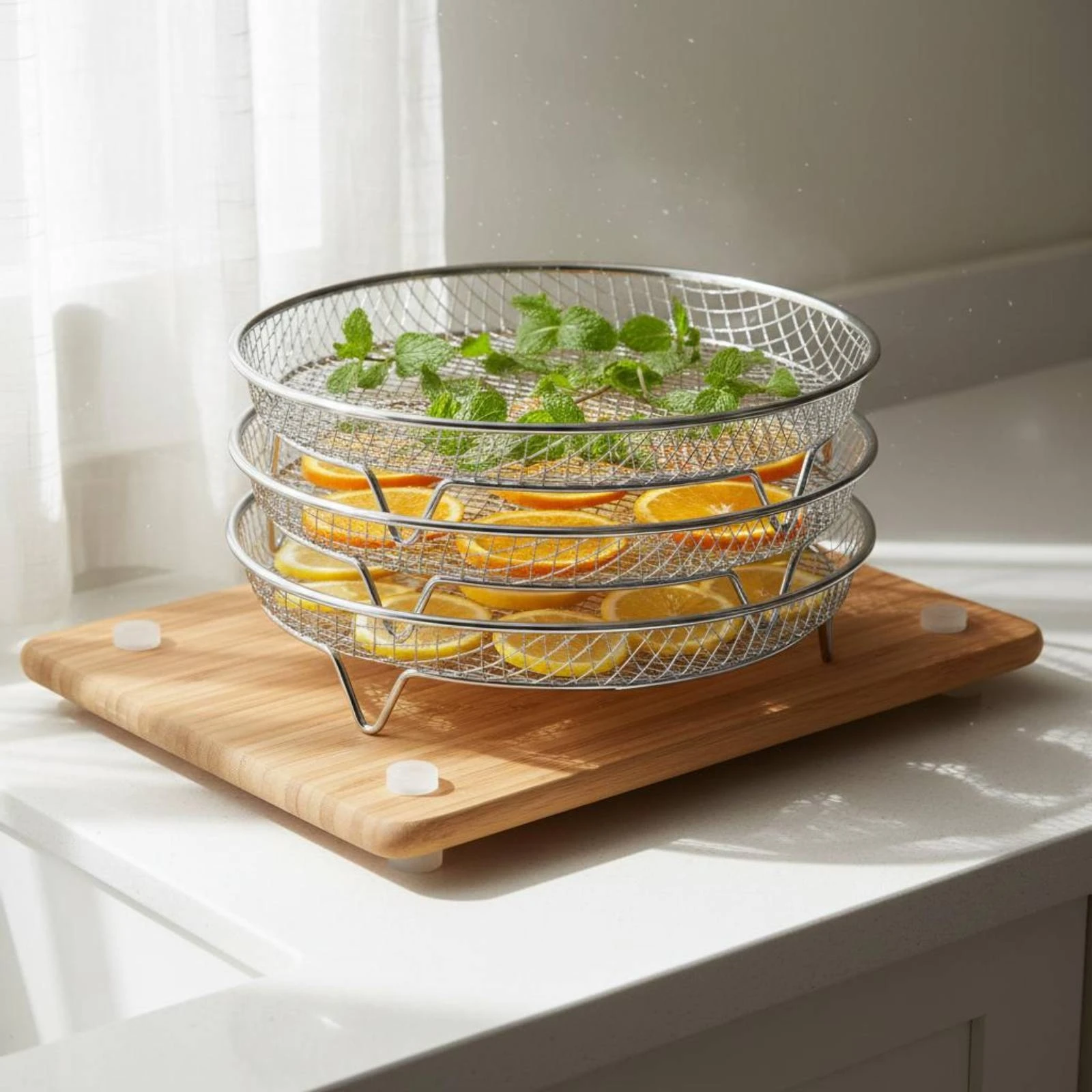 Cesto de Drenagem em Malha Resistente à Ferrugem, Conjunto de Cestos Acessórios para Fritadeira a Ar, Empilháveis, Utensílios para Preparação de Alime