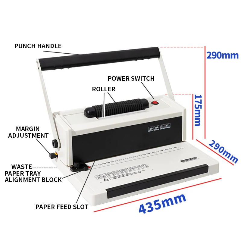 

Metal Electric Single-Coil Binding Machine, A4 Binding Machine, Spiral Binding Punch, 46-Hole Book and Magazine Punch