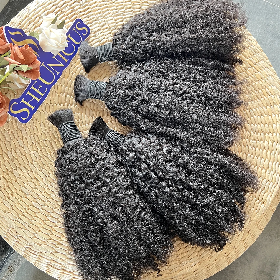 

Натуральные волосы 4C Afro Kinky Curly для плетения без накладок, без трессов # Натуральные необработанные волосы для плетения косичек, цвет 1B