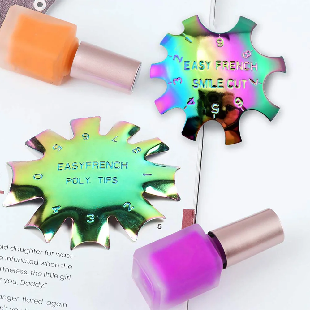 6개입 네일 매니큐어 트리머 스테인리스 스틸 프렌치 스마일 라인 커터 DIY 네일 아트 템플릿 모듈 젤 폴리쉬 장식용