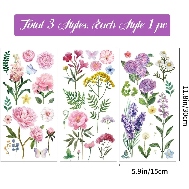 1Set Retro Floral Furniture Transfer Stickers Redesign Decor Transfers Suitable for Home Cabinet Wooden Door Glass 11.81x5.91