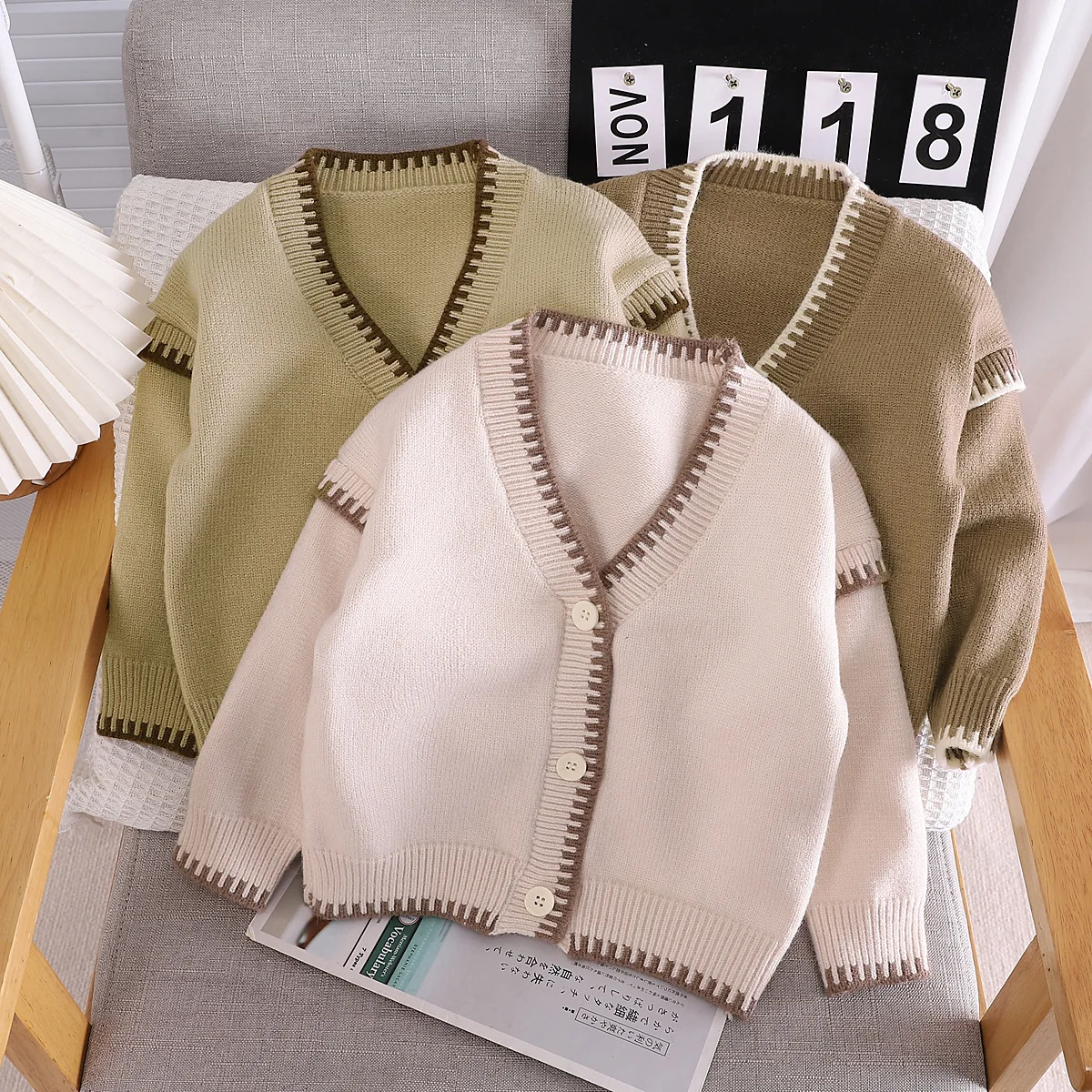 

Kids Sweaters New Autumn 2024 Coats Korean Warm Baggy Casual Fashion