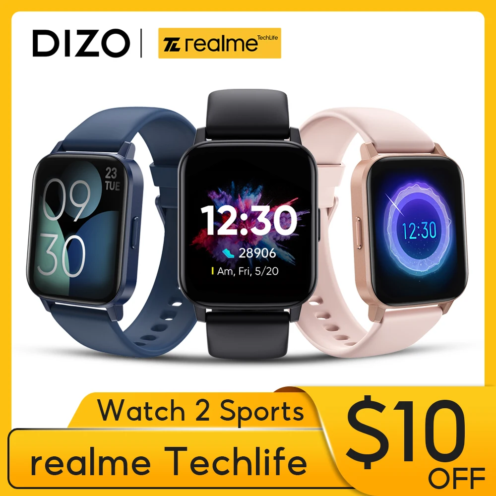 

New realme Techlife DIZO Watch 2 Sports Smart Watch 1.69 inch Full Touch Screen Waterproof Bluetooth Smartwatch Men Women