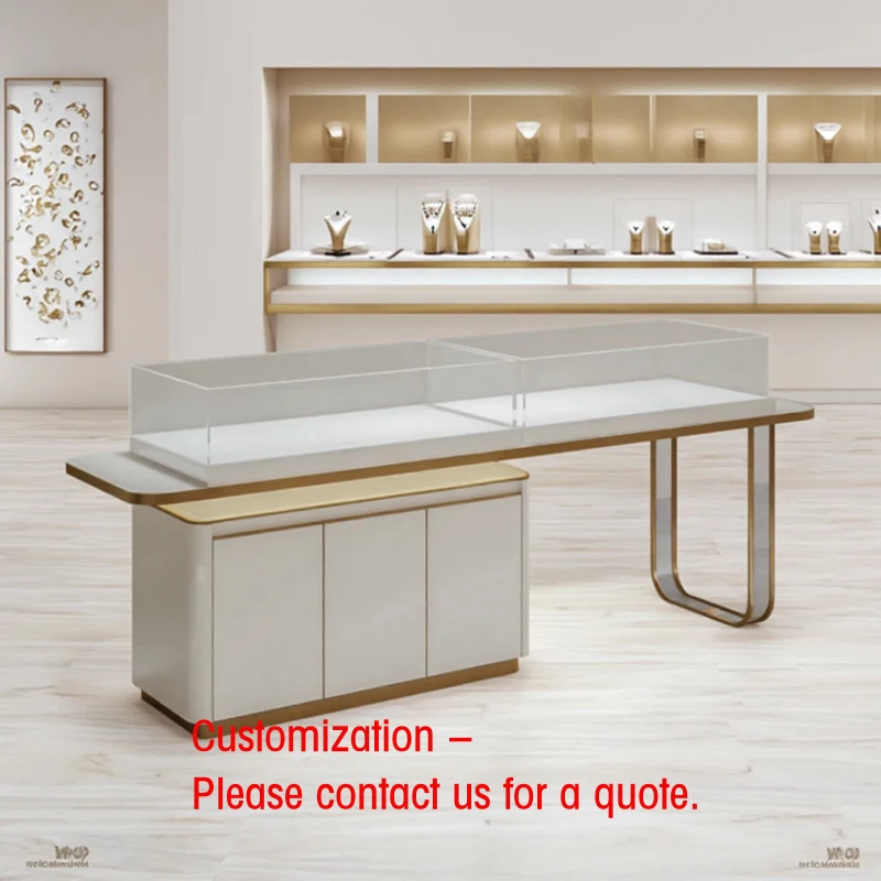 

custom.Custom Rectangle Glass and Solid Wood Jewelry Showcase with LED Lighting, Luxury Retail Display Cabinet