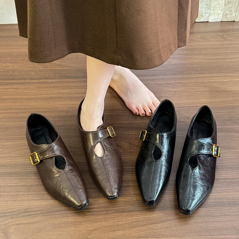 الفرنسية خمر ماري جين فتاة خريف/شتاء 2025 جديد كلمة واحدة مشبك أشار تو كتلة كعب حذا فردي للسيدات #4