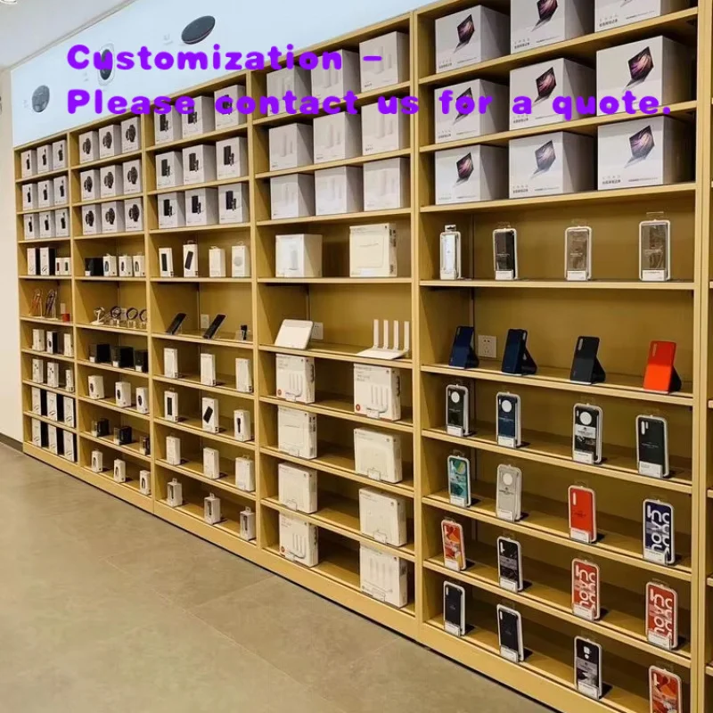 custom.Custom Trendy Phone Shop Interior Design Mobile Phone Furniture and Electronics Showroom Wall Display with LED Lighting