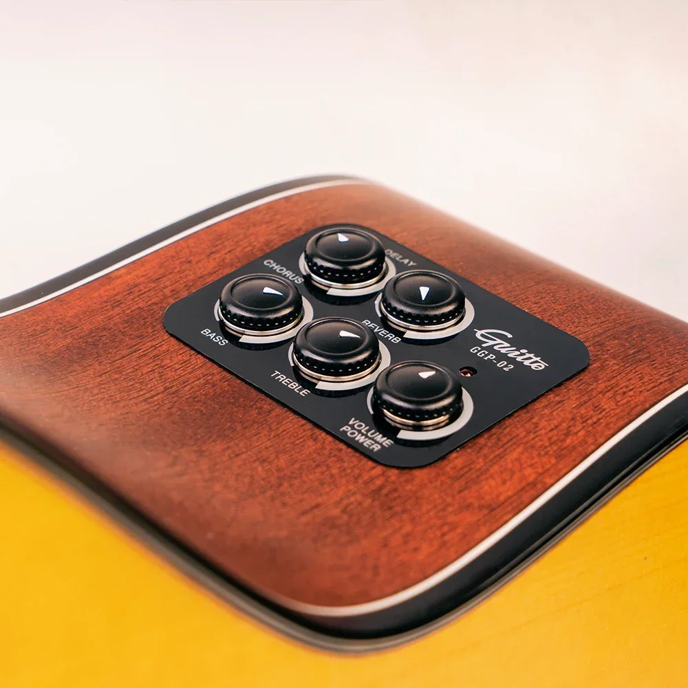 GUITTO GGP-02 لاقط الجيتار الصوتي Preamp بيزو لاقط ريفيرب تأخير تأثير الجوقة التقاطات القيثارات الشعبية الملحقات