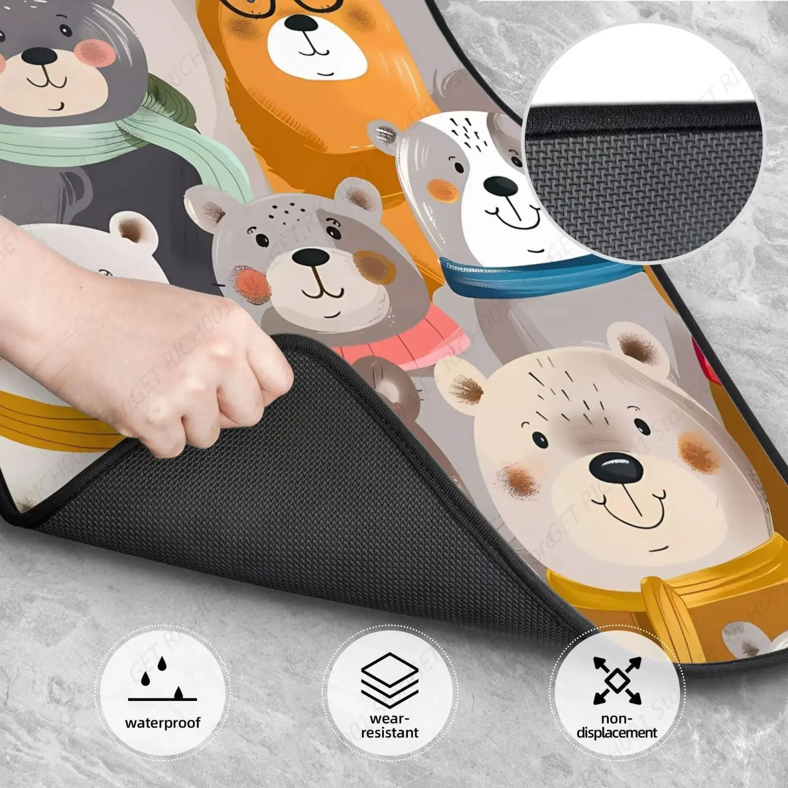 

Bear Cute Winter Crowd Funny Cartoon Funny Car Foot Mat Set Of 4 Pieces Set Carpet Floor Mats For Cars, Auto Accessories