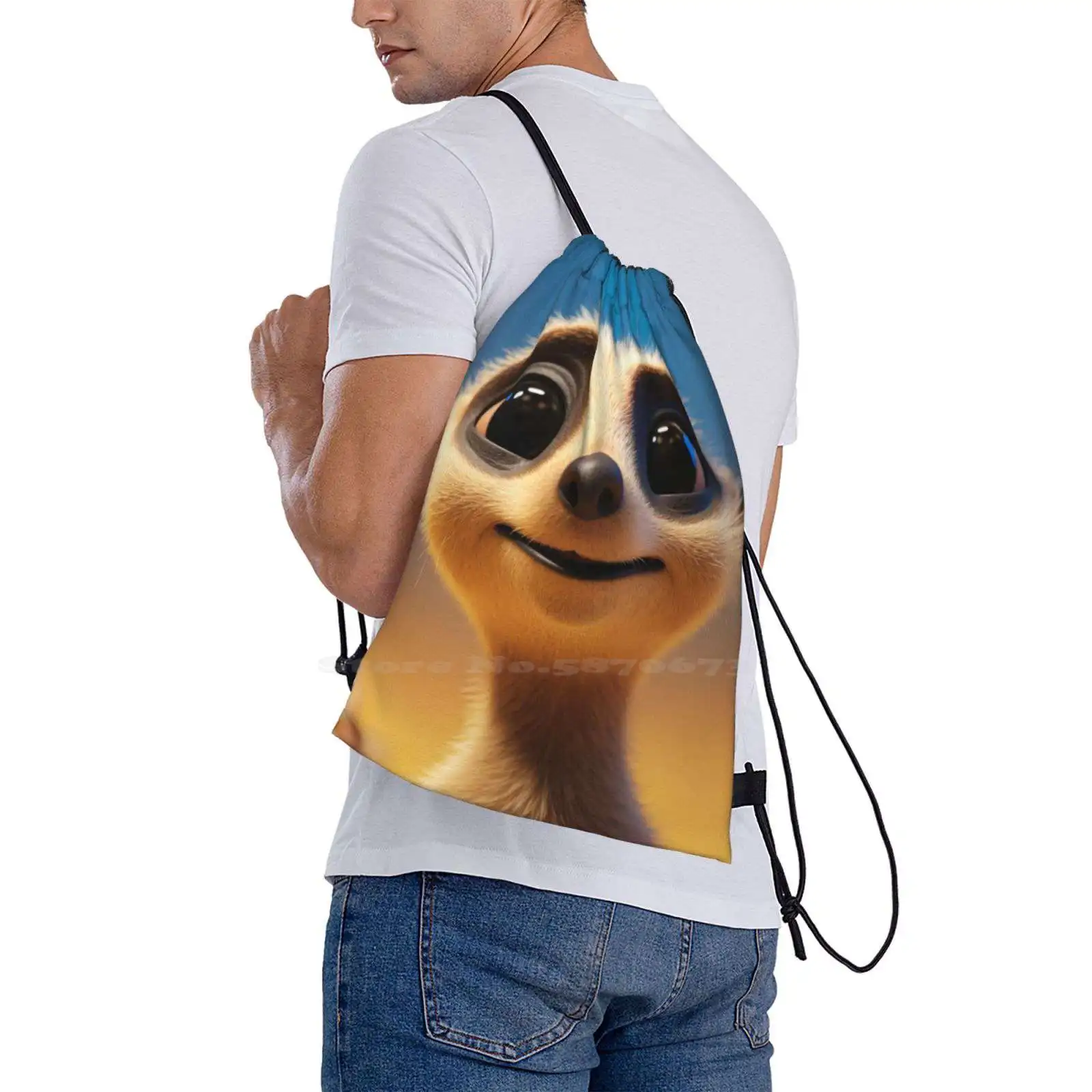 Meerkat ilustração schoolbag, desenhos animados encantadores, diversão e arte peculiar para admiradores, venda quente mochila, bolsas de moda