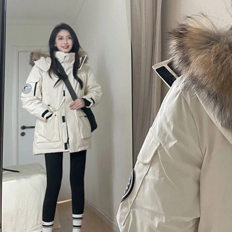 Winter Korea Hooded Cooton Coats Tops Snow Wear Warm Casual Loose Mid-length Chaqueta Casaco Fashion Women Parkas Jackets Abrigo