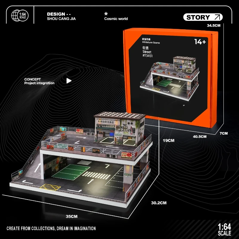 Dubbellaags oprit parkeerplaatsmodel voor 1/64 schaal automodel simulatie garage scène vitrinekast collectie home decor