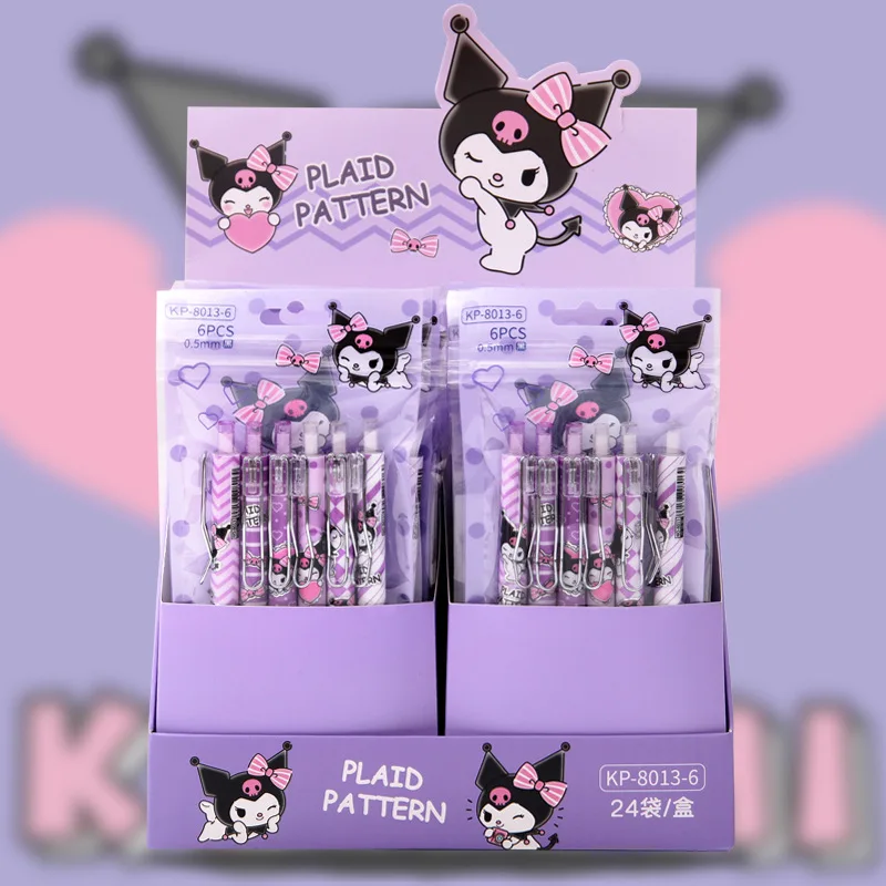 

Cute Kuromi Ball Pen Sanrio Cartoon Box-Packed Ball Pen 0.5Mm Pen Neutral Pen Girl Signature Pen Students Learn Stationery