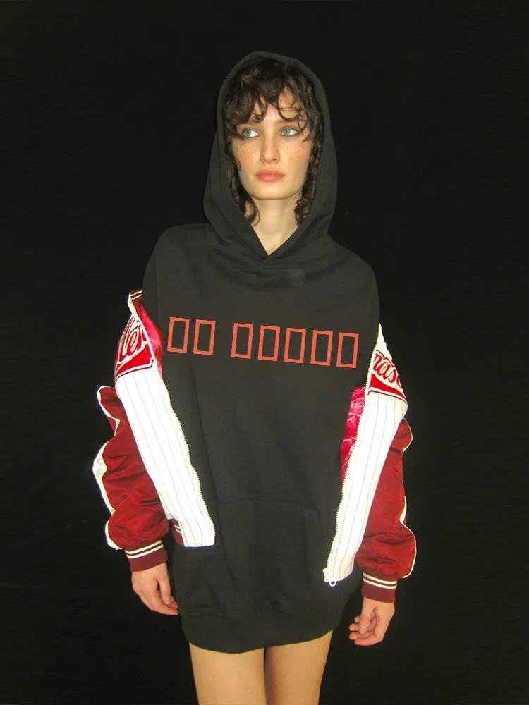 

Free Spirit Bla Hoodie Women's Faion Retro Sle Long Sve Cotton Jaet Casual Versatile Streetwear Hooded Sweatirt