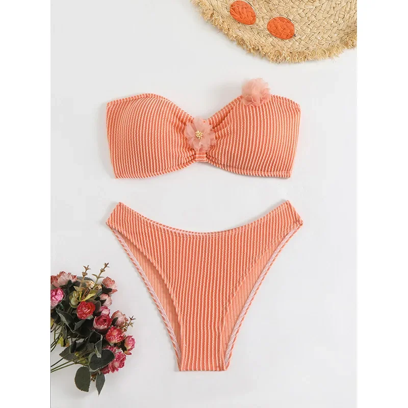 Sexy laranja biquinis define duas peças de corte alto maiô acolchoado banho feminino tanga biquini brasileiro beach wear maiô