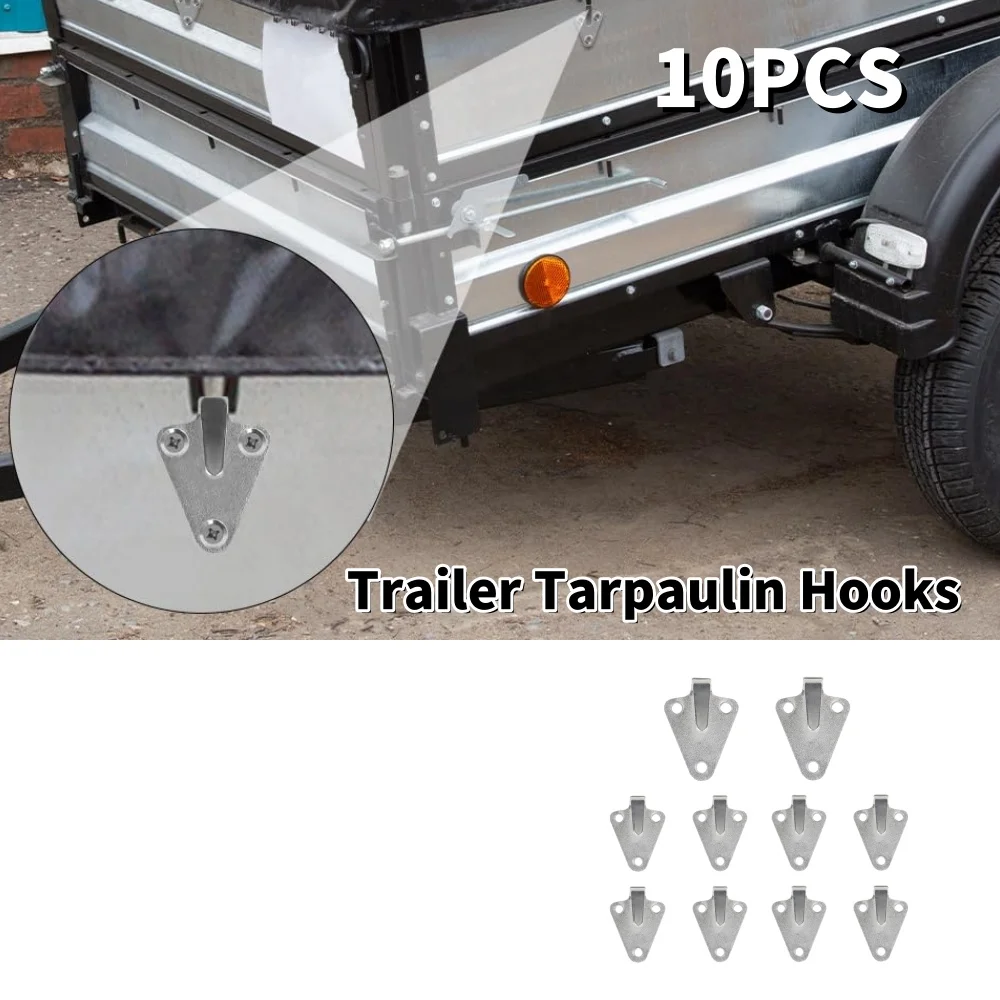 

10Pcs Trailer Camper Tarpaulin Hooks Three-Hole Metal Tarpaulin Attachment Trailer Hook Tarpaulin Attachment Trailer Net Fixings