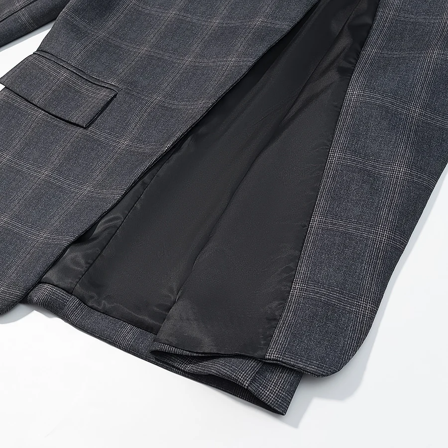 HH Damen Mode Karierter Blazer Mantel Stehkragen Langarm-Jacke 2026 Frühjahrstrend Lässige Büro-Dame Schicke Oberbekleidung – Detail 13