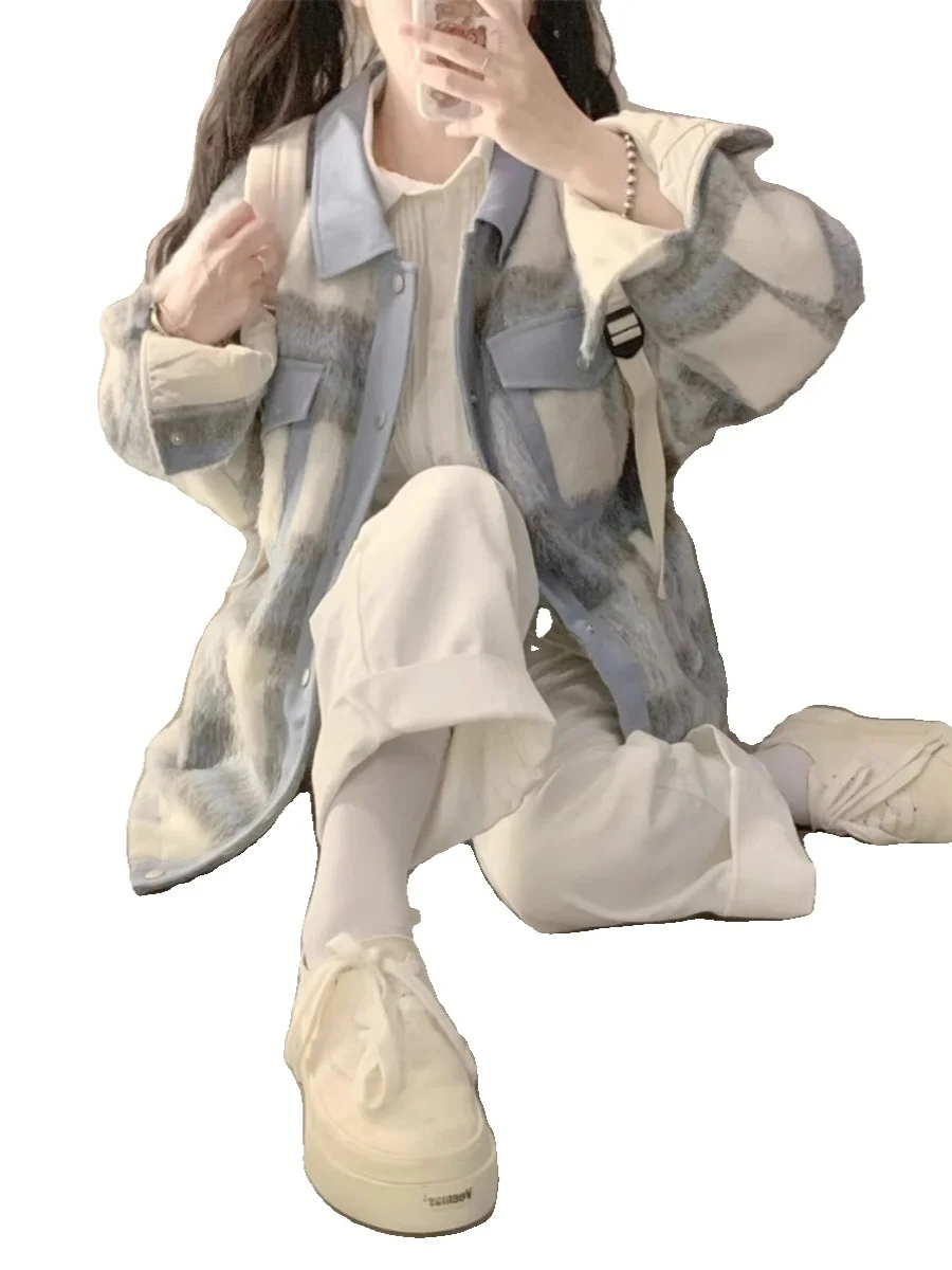 Vertrouwd katoen geruite Jaet dames herfst winter nieuw ontwerp Amerikaanse retro honkbaljas kraag pendelen Sle bovenkleding