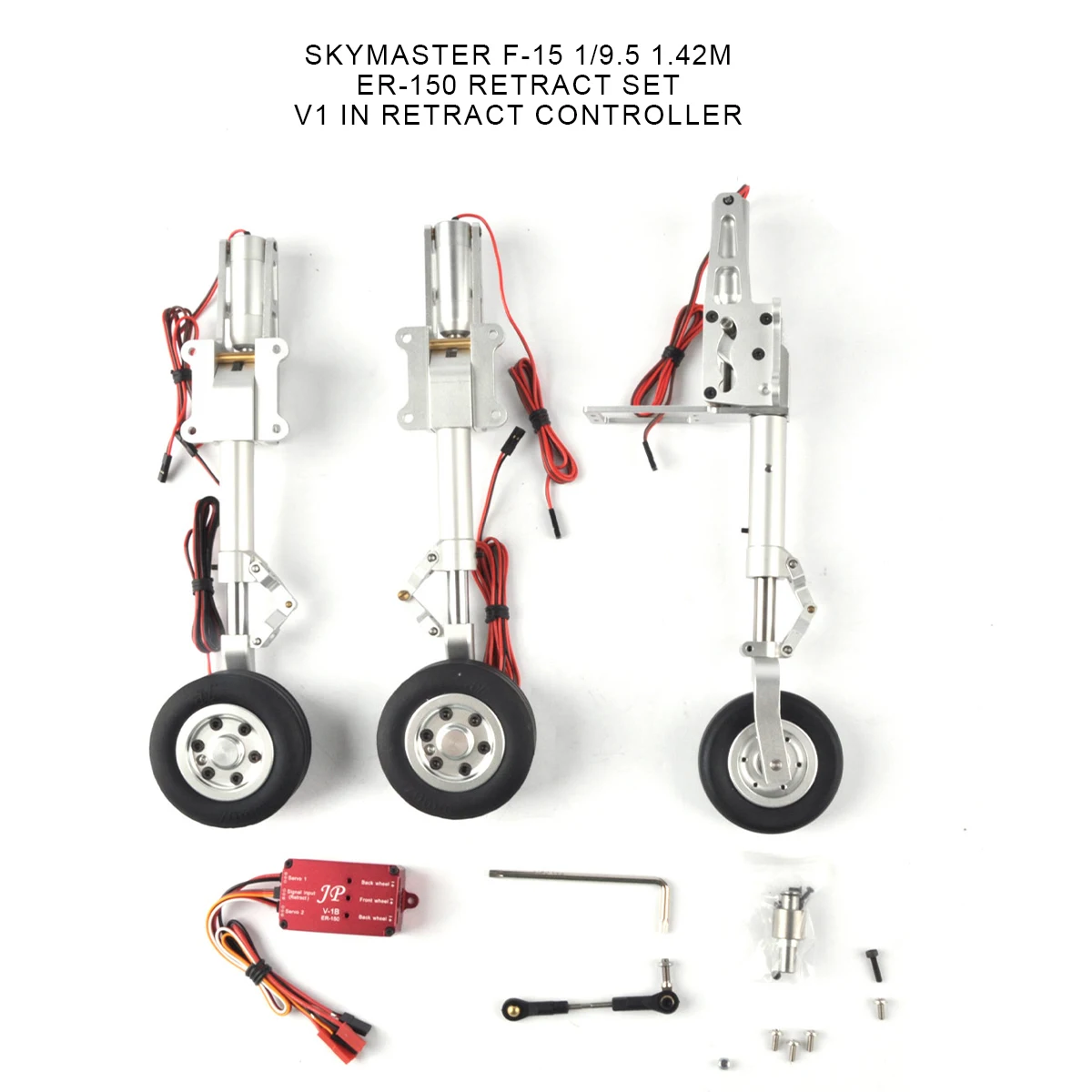 JPHOBBY ER150 Electric Landing Gear Full Set Support 12-17 Kg With Brakes for Skymaster F15 1.42M RC Aviation Jets Plane