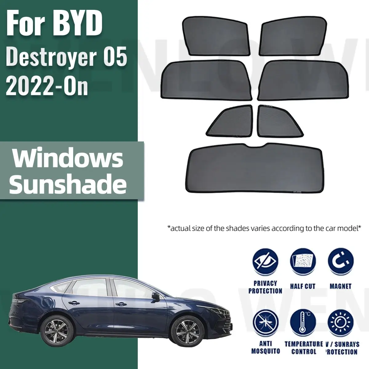 

For BYD Destroyer 05 2022 2023 2024 Car Sunshade Shield Magnetic Front Windshield Frame Blind Curtain Rear Side Window Sun Shade