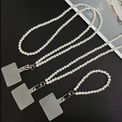 Portable Mobile Phone Lanyard Crossbody Necklace Chain Pearl Strap Anti-lost Sling for Case